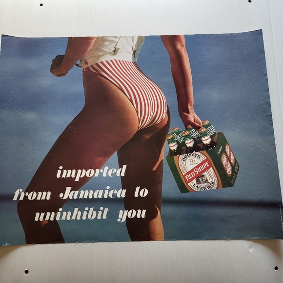 Vintage Red Stripe Lager Beer Poster Imported from Jamaica - Picture 6 of 9